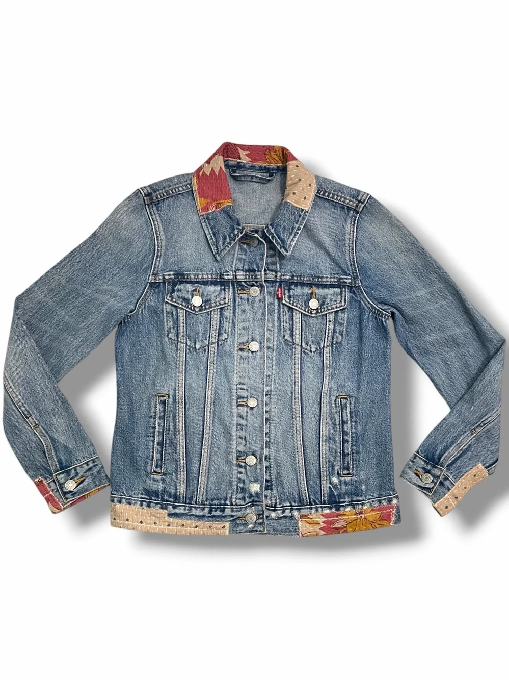 Levi's Premium Faded Boyfriend Desperado Sample Patchwork Denim Jacket Small